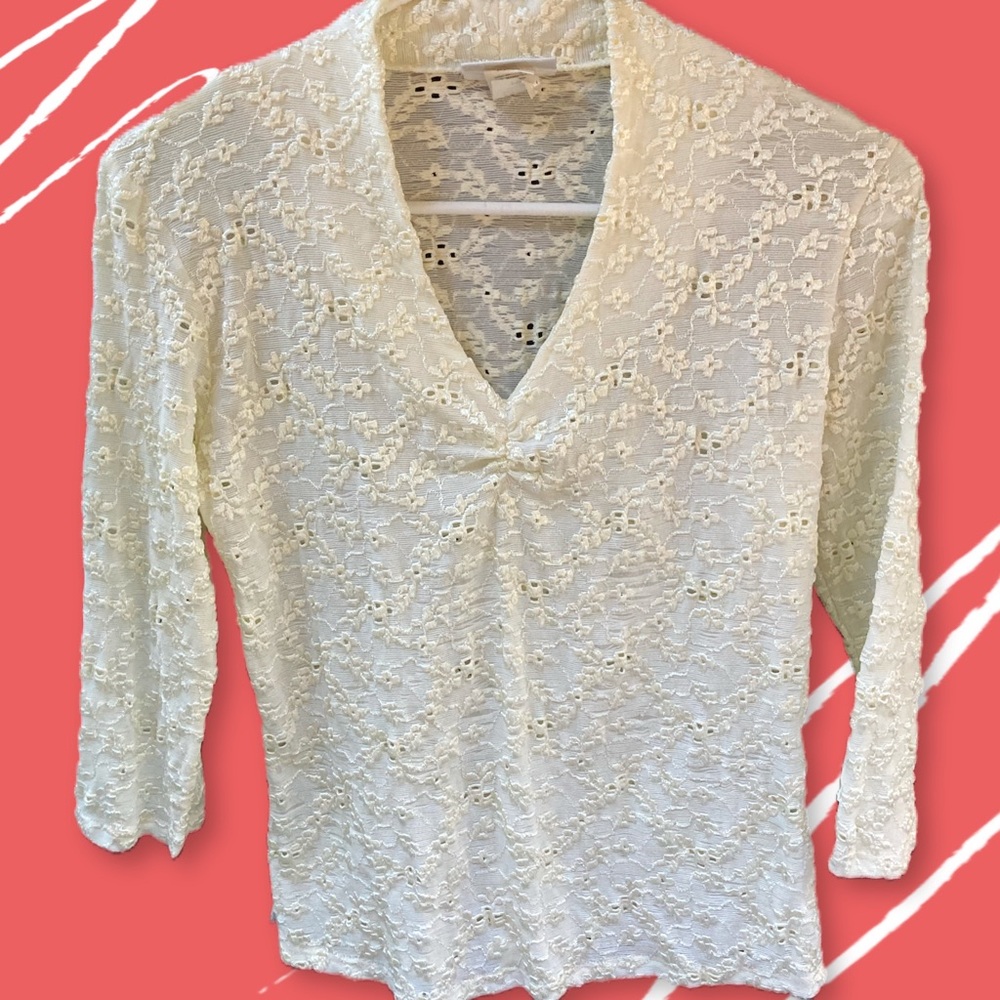 Beautiful Cream Stretchy Retro Top